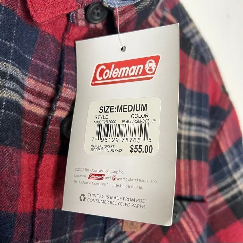 Coleman Men’s Button Down Collared Cotton Flannel Shirt NWT